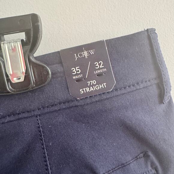 New J.Crew Tech Pant Navy Blue Button Up side Zip Straight Leg Sz 35 x 32 Men's - Picture 3 of 8